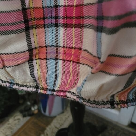 Lane Bryant Popover Top Tunic Pink White Plaid Cottage Western Size 26 28 SOFT - Picture 7 of 8